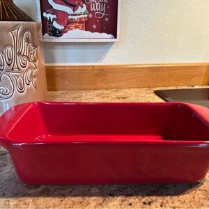 Chantal Deep Red Stoneware loaf baking dish.No cracks or chips. 10.5 x 2.5 deep.